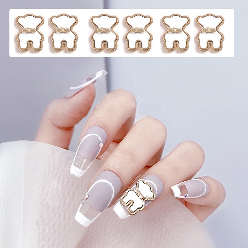 NEEDWAY 3d Beruang Dekorasi Kuku Lucu Kotak-Kotak Dasi Kupu Beruang Manicure Jewelry DIY Nail Art