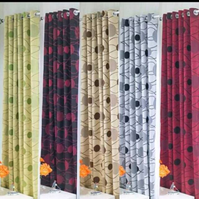 Gorden motif bulat tinggi 2 meter korden gordyn jendela pintu tirai hordeng panjang tinggi lebar pen