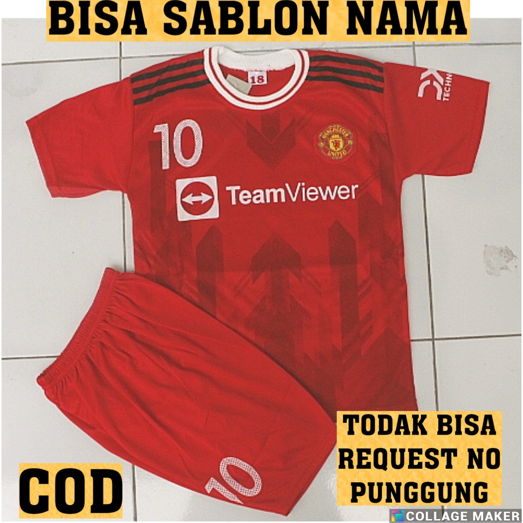 CUSTOM NAMA SETELAN ANAK BAJU BOLA MU MERAH