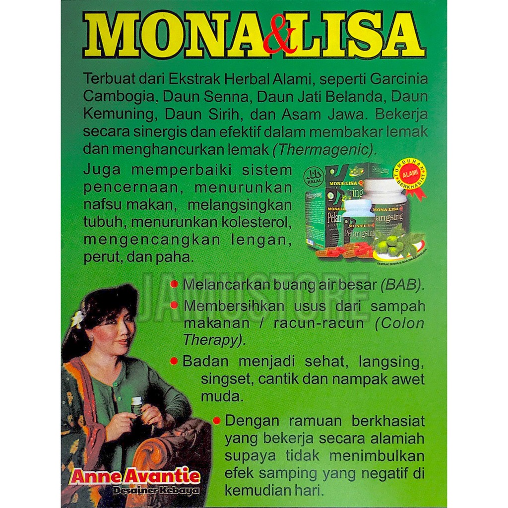 MonaLisa Pelangsing 45 Kapsul - 100% Bahan Alami [HerbaLove Indonesia BPOM]