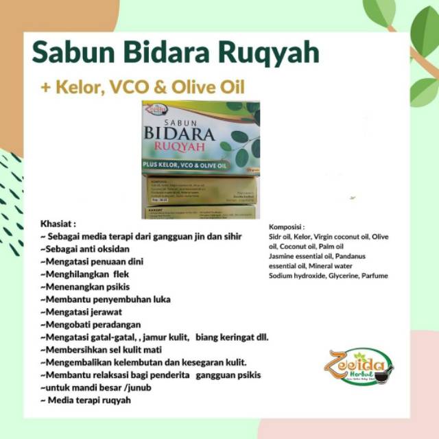 

Sabun Bidara RuQyah (+Kelor, VCO & Olive Oil)