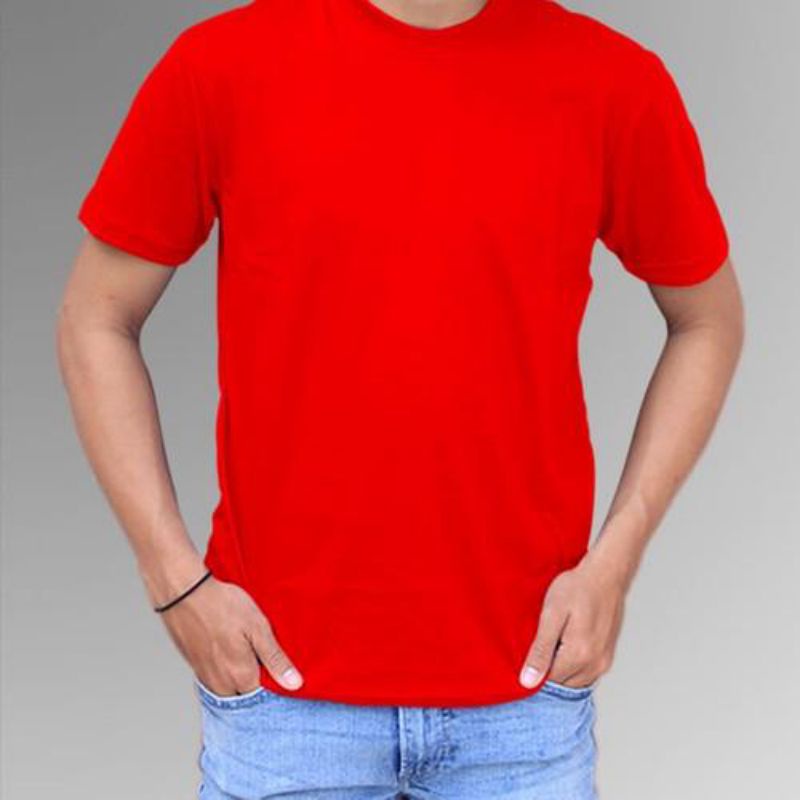 Kaos polos warna merah distro