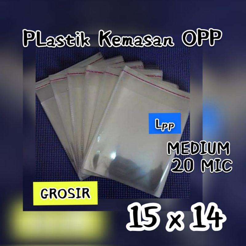 

Plastik OPP lem atas uk 15 x 14 ~ Medium 20 Micron.