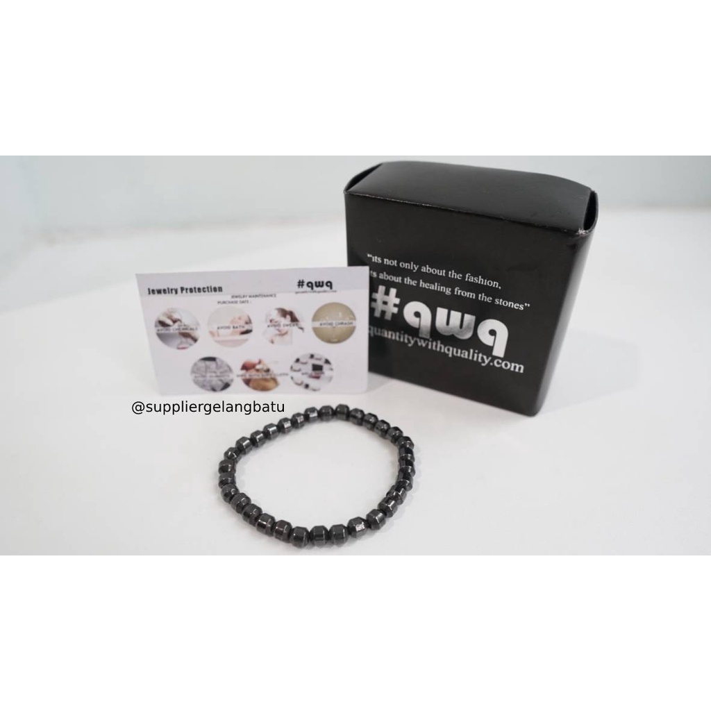 gelang brustin hematite badar besi 8mm bulat cincin BIOMAGNET healing
