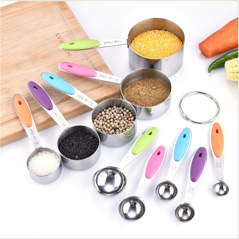 Sendok Takar Ukur Stainless Set 10 pcs Measuring Cups Spoons 10in1