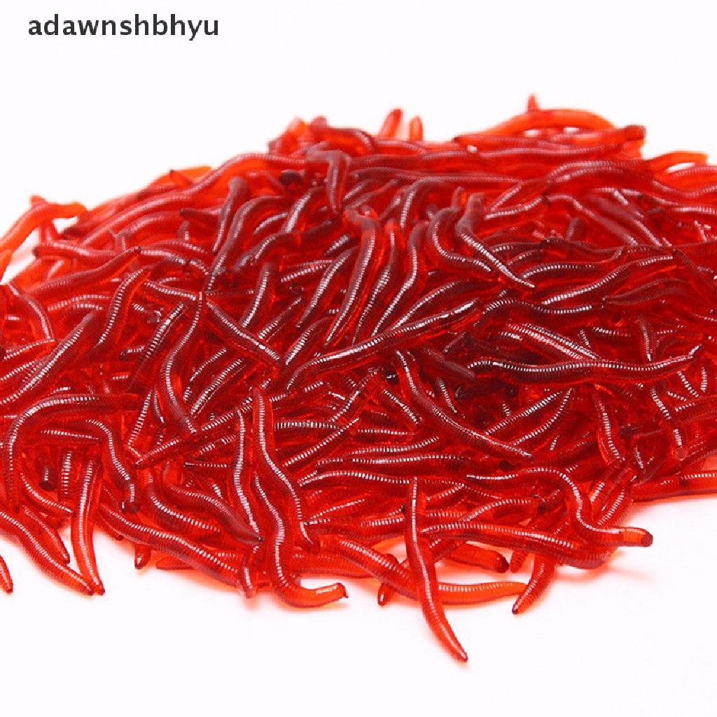 Adawnshbhyu 100 Pcs Silikon Cacing Merah Soft Lures Cacing Tanah Umpan Karet Udang Bass Ikan Gurame