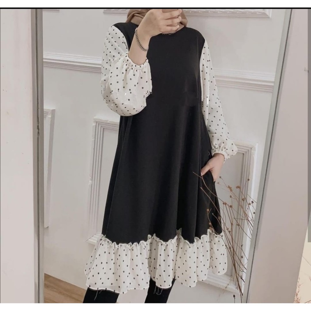 TUNIK RANUM / TUNIK RENANDA / TUNIK KOMBINASI POLKADOT