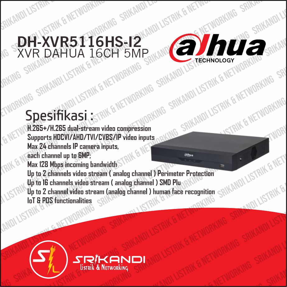 XVR DAHUA 16CH 5MP DH-XVR5116HS-I2