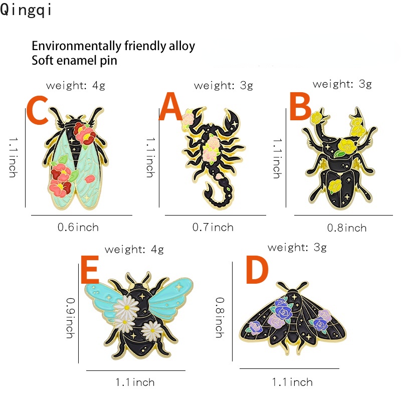 Bros Pin Enamel Bentuk Kartun Lebah Scorpion Beetle Butterfly Warna-Warni Untuk Anak