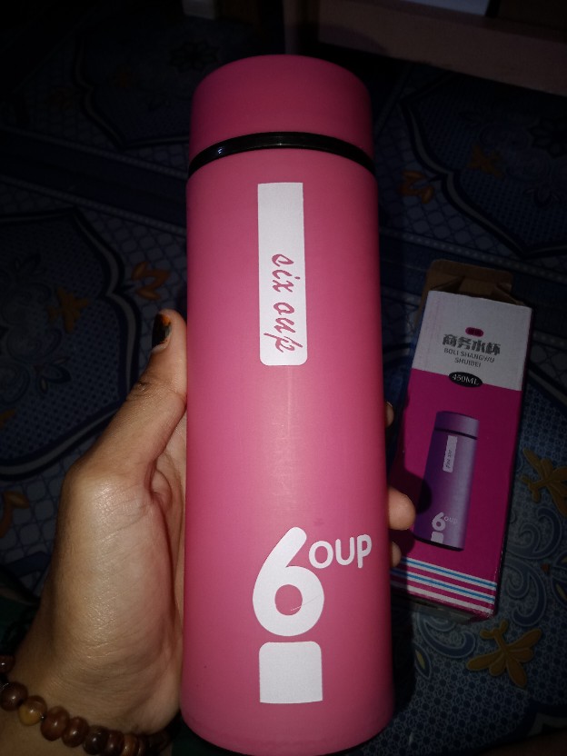Botol Minum Kaca Six Oup 450ml Beling Cover Plastik 6oup Logo