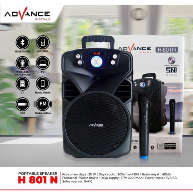 Advance Speaker Portable H801N Black / Mic Advance oke