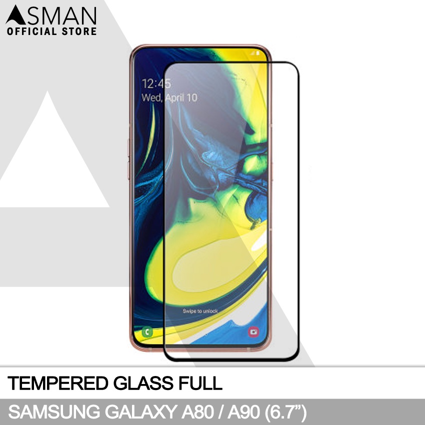 Tempered Glass Full Samsung Galaxy A80 / A90 (6.7&quot;) | Anti Gores Kaca - Hitam