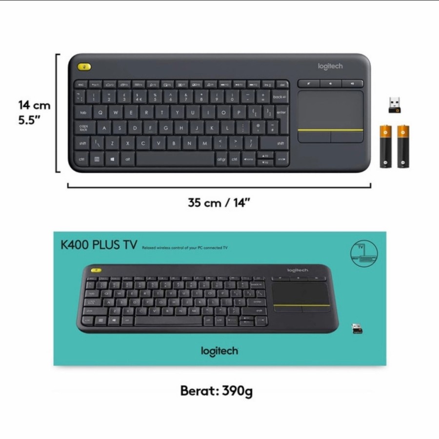 Keyboard Wireless Logitech K400 Plus Touch