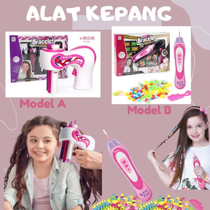 Alat Kepang Anak Elektrik Portable Otomatis Jepitan Anak Perempuan DIY Hair Weave Machine