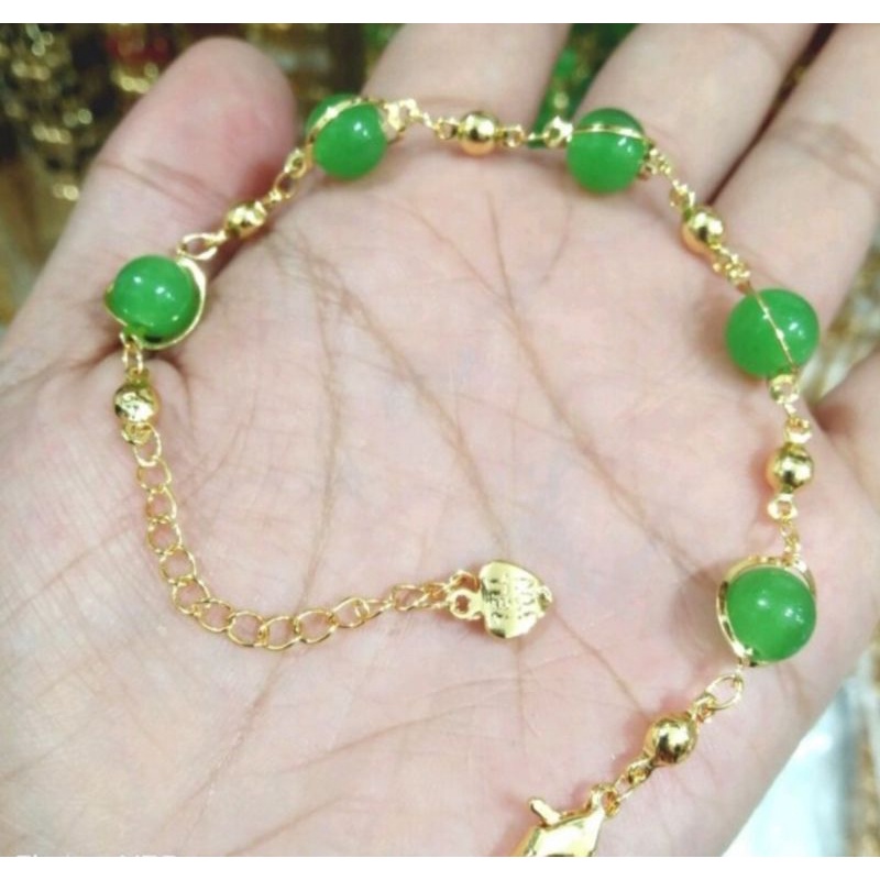 gelang tangan titanium batu giok