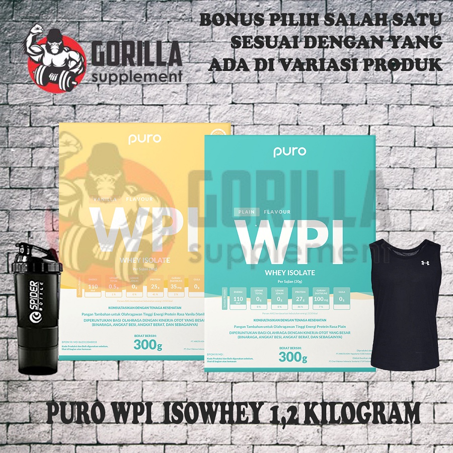 PURO ISOPRO 1.2 KG 1200 Gram Whey Protein Isolate WPI BPOM dan Halal Suplemen Fitness Susu Gym