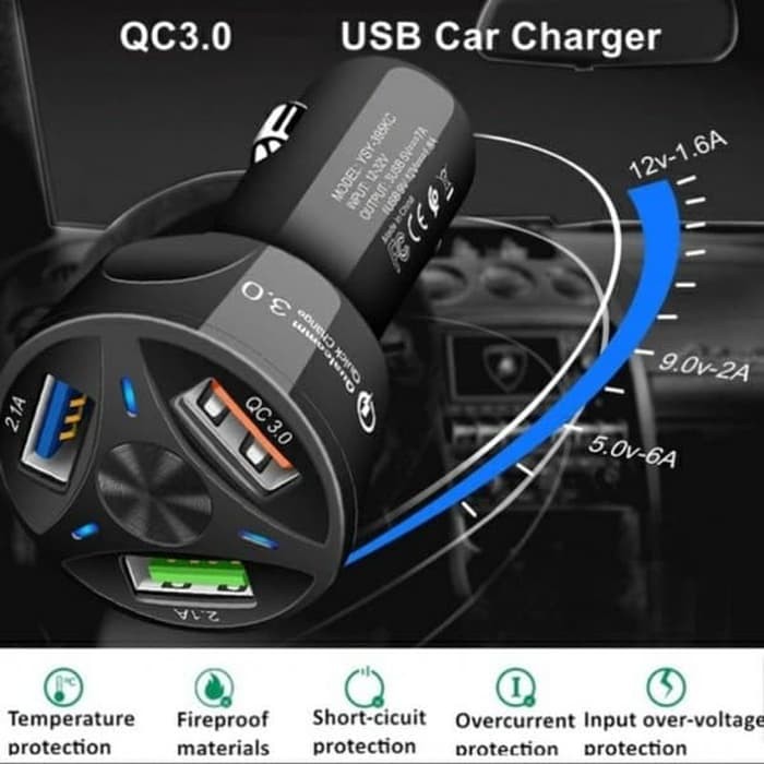 Car Charger 3 USB Ports 7A Quick Charge QC 3.0 Casan mobil YSY-395KC