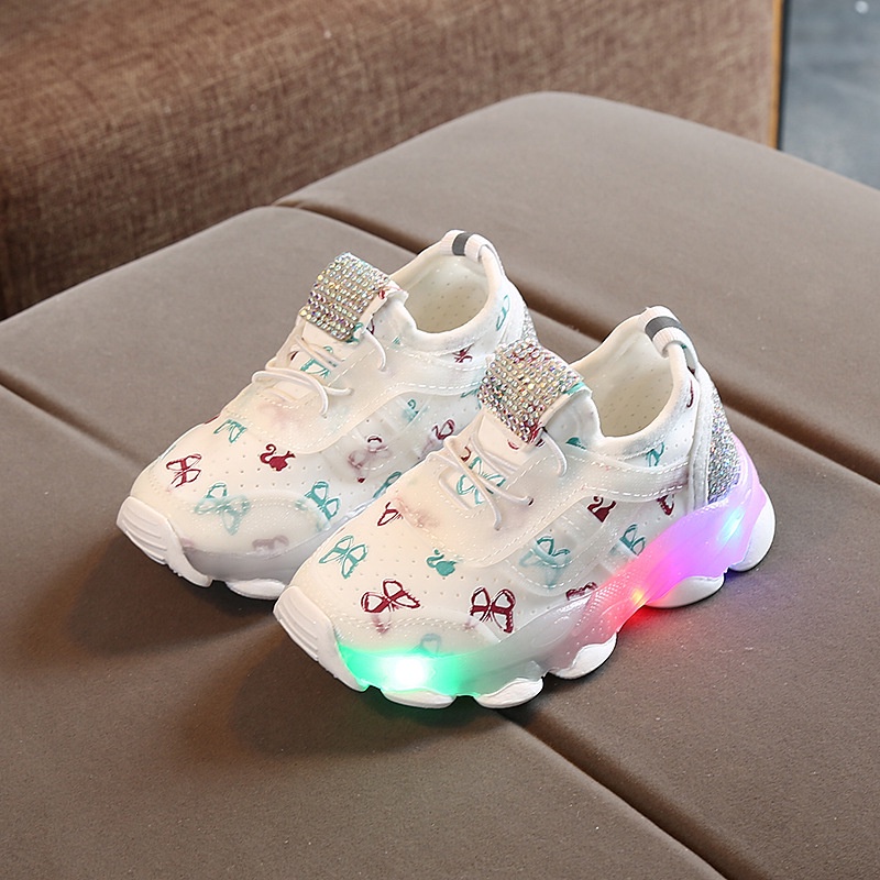 CHUBBI 4 Sepatu Sneaker Anak Perempuan Lampu LED Import