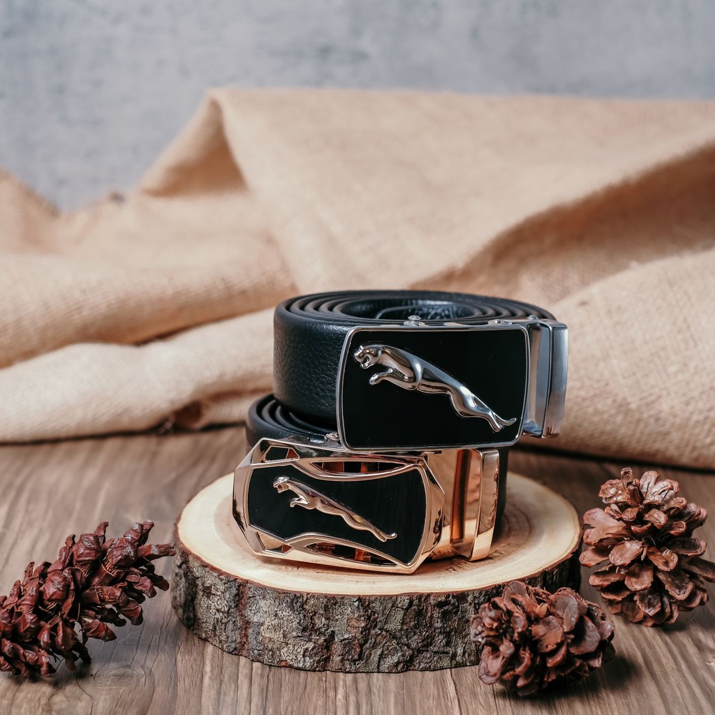 Ikat Pinggang / Gesper Pria Cowok Laki Kulit Asli Kepala Rel Import - Code : AMT 40