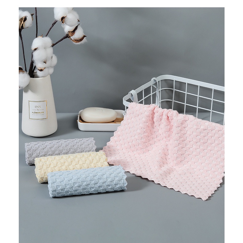 [4 PCS] Kain Lap Microfiber Pastel colour Dapur Multi Color merah Hijau Biru Cleaning Cloth 30 x 30 Pink Biru tisu Pembersih meja mikrofiber Dark color Tebal lap dapur serbaguna