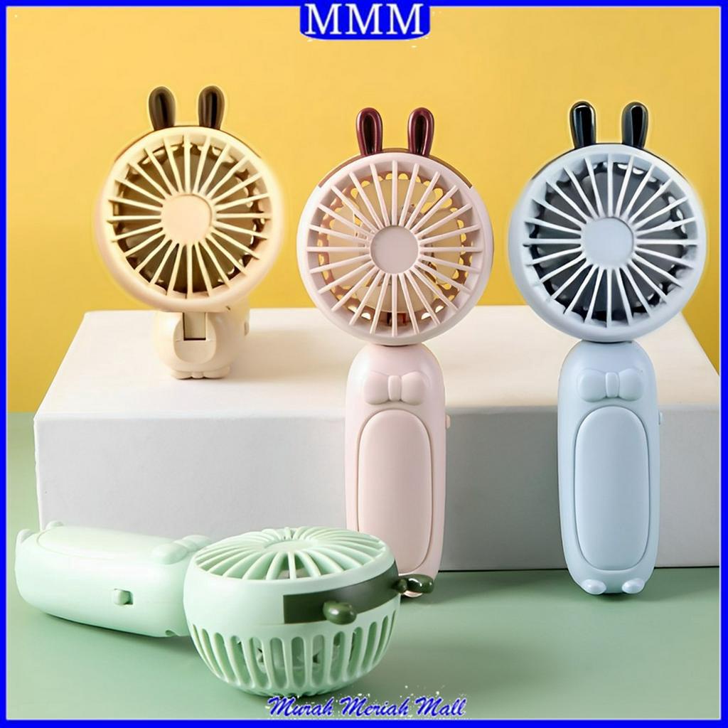 MMM Kipas Angin Mini Portable Karakter Rusa Rabbit Lucu Mini Fan Usb Rechargeable Kipas Genggam Stand Usb Charge Murah Import