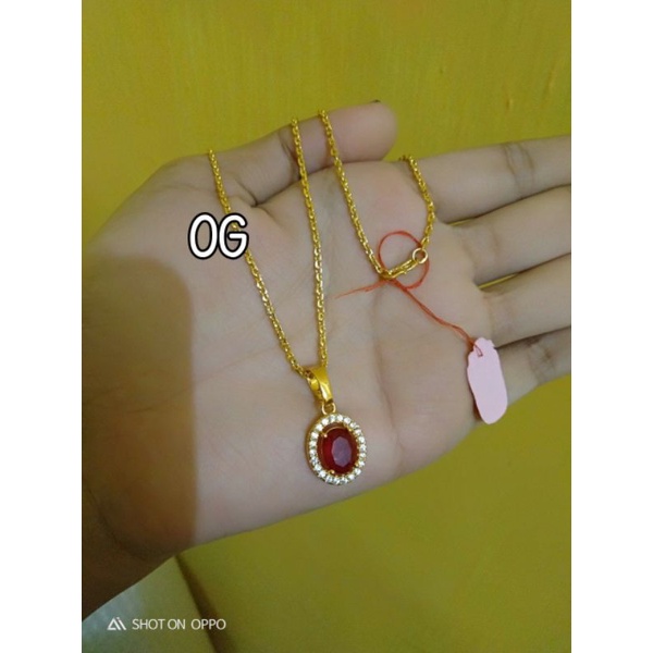 kalung nori sepuhan &amp; liontin permata oval