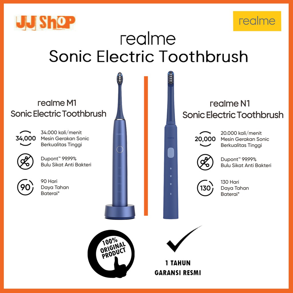 REALME M1 N1 SONIC ELECTRIC TOOTHBRUSH GARANSI RESMI SIKAT GIGI TOOTH BRUSH