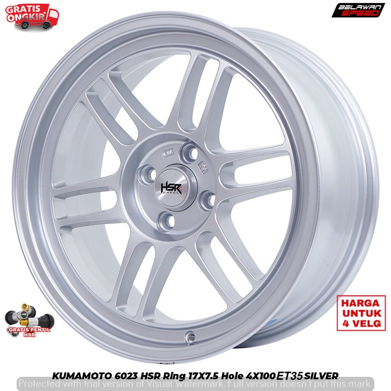 VELG RACING MODIFIKASI UNTUK MOBIL VIOS JAZZ YARIS MOBILIO FREED RAIZE KUMAMOTO 6023 HSR R17X75 H4x1