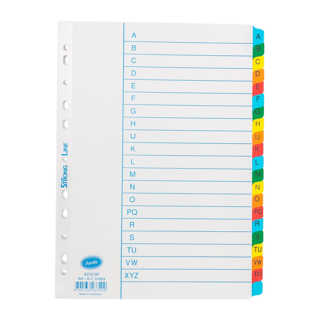 

DIVIDER & INDEXES BANTEX 6233 A4 (A-Z) / PEMBATAS DOKUMEN