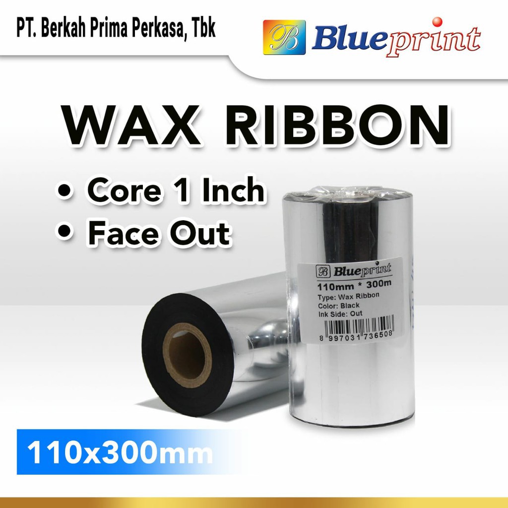 

Ribbon Wax Barcode Label 110x300m BLUEPRINT Thermal Transfer Ribbon