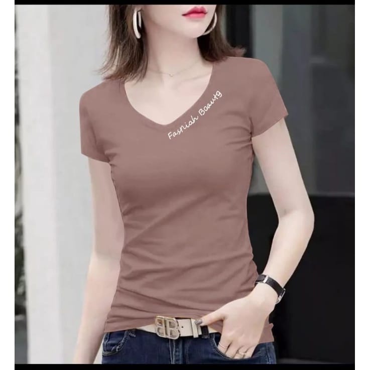 KAOS WANITA TERBARU/#ATASAN WANITA KAOS KERAH V