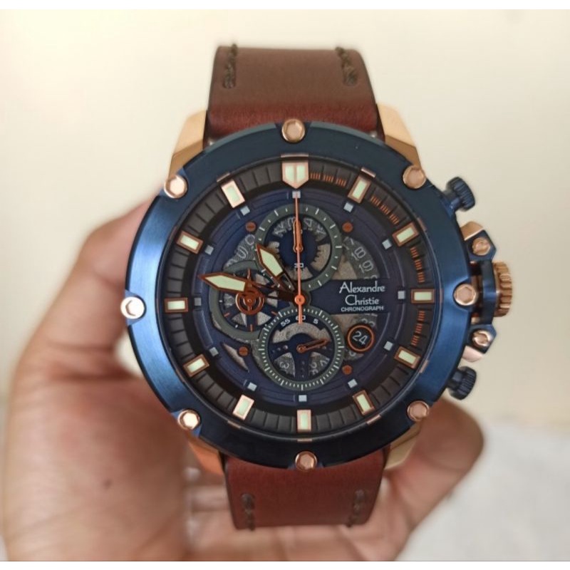 JAM TANGAN PRIA ALEXANDRE CHRISTIE AC 6564 ac6564 ORIGINAL Tali Kulit Garansi Resmi