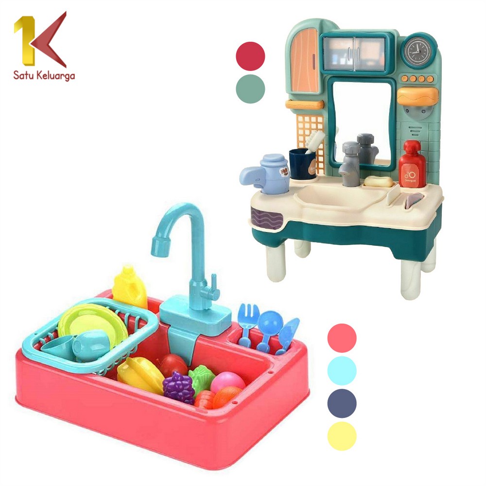 Satu Keluarga Mainan Anak Kitchen M31 M109 Tempat Cuci Piring Set Mainan Kran Air Wastafel BISA KELUAR AIR