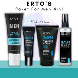 [ORI] Paket Hemat 4in1 Perawatan Wajah Pria Facial Treatment Toner Coffe Scrub dan All in Cream For Men 100% BPOM