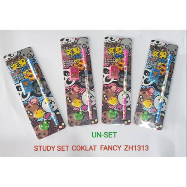 

Study set dengan Pensil 2B + rautan + stip boneka lucu