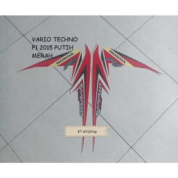 Stiker Striping Motor Honda Vario Techno 125 2015 Putih Merah
