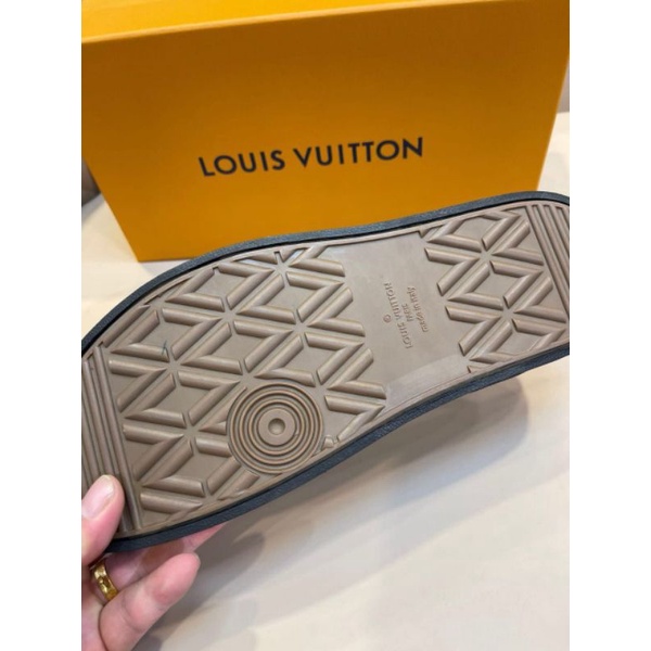 lv sandal pria silang damier coklat motif catur sendal cowok slippers mirror 1:1 slide