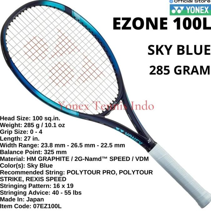 YONEX EZONE 100L 285G SKY BLUE - RACKET TENNIS CXVX5465C