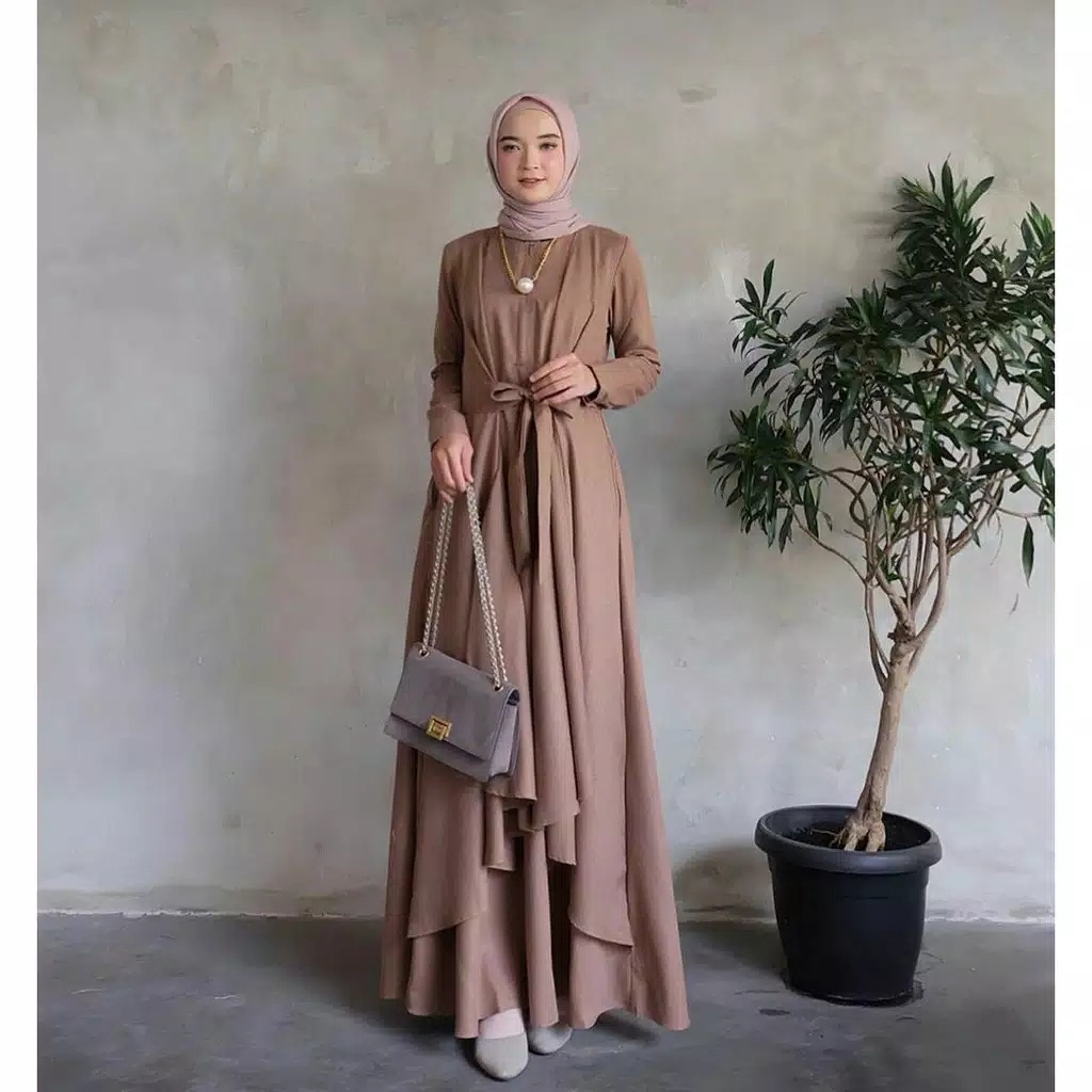 Gamis Syar&quot;i Alona Maxi Dress Cantik Ukuran L-XL-XXL