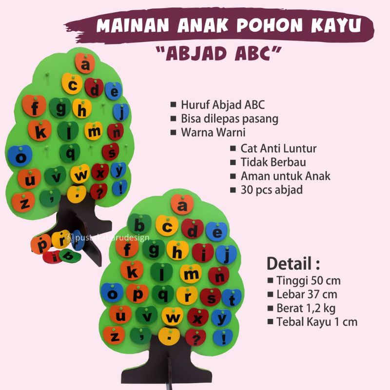 

Mainan Edukasi Anak Pohon Kayu Abjad ABC