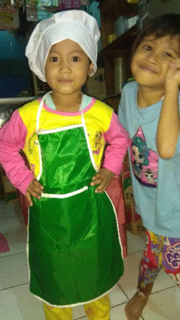 ✔️✔️cod Celemek Anak Plus Topi Apron Anak Plus Topi