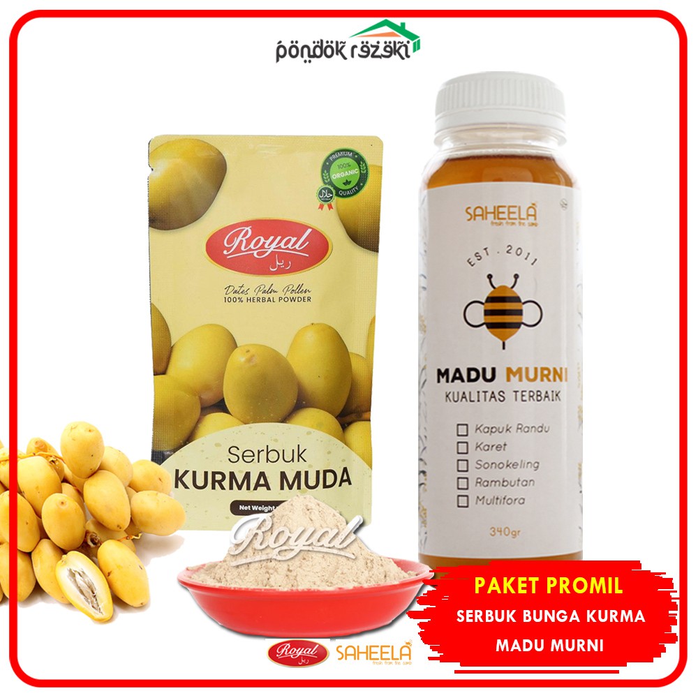 Paket Promil Serbuk Bunga Kurma Muda 60 Gram Madu Murni 340 Gram Program Hamil Indonesia