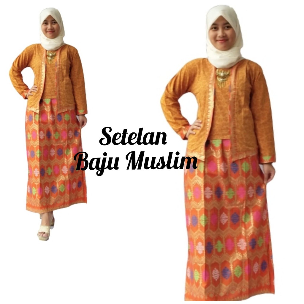 setelan batik modern  atasan bawahan warna coklat