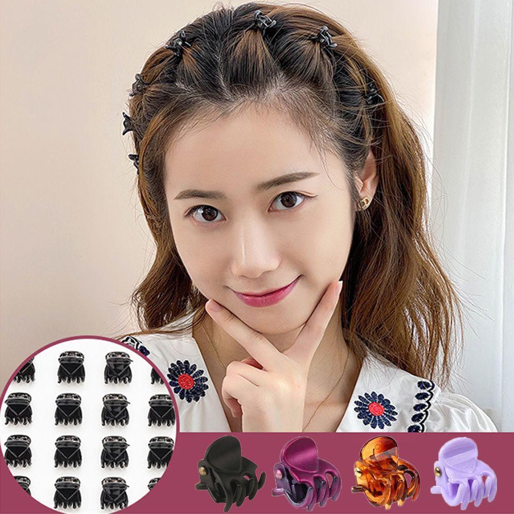 Needway Cakar Rambut Kecil 12 Pcs/6 Pcs/10 Pcs Gadis Hiasan Rambut Klip Poni Harian Desain Fashion Temperamen Gaya Korea Jepit Rambut