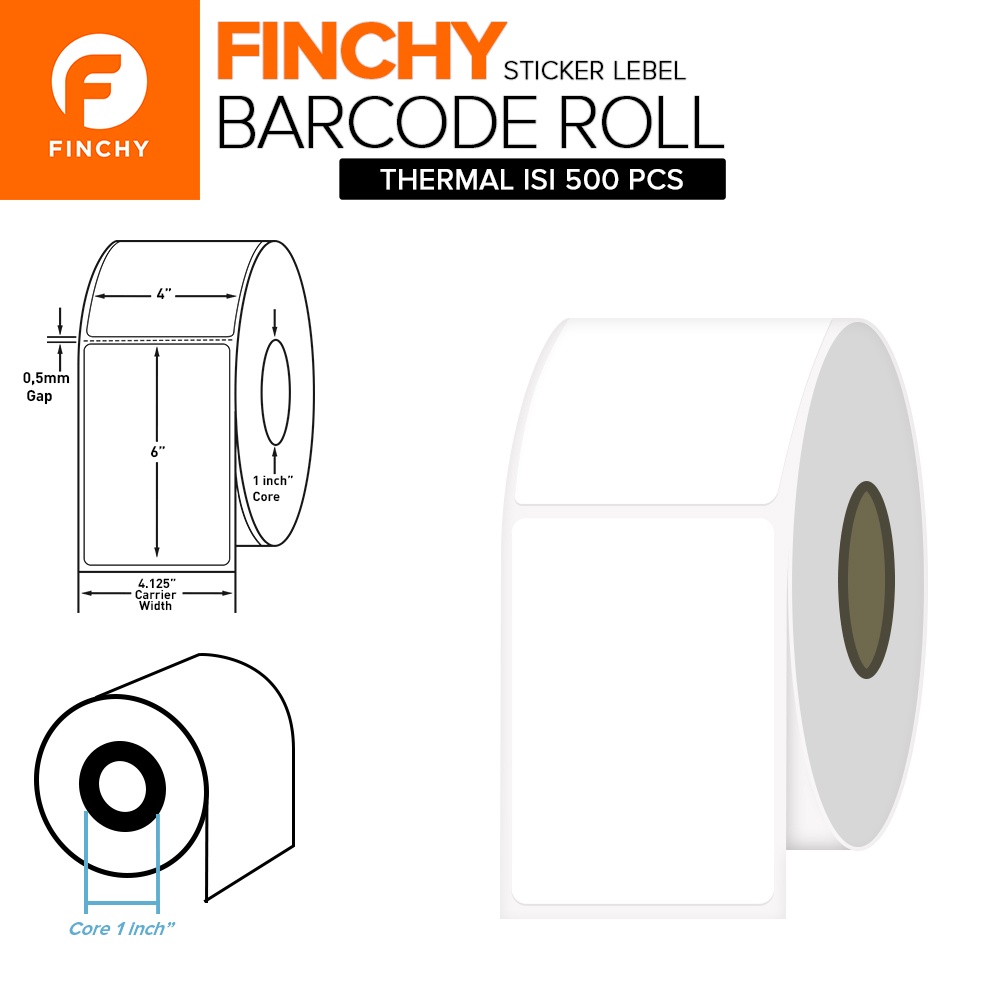 

Finchy Direct Kertas Thermal Label Barcode 100x150 mm Size A6 model Roll