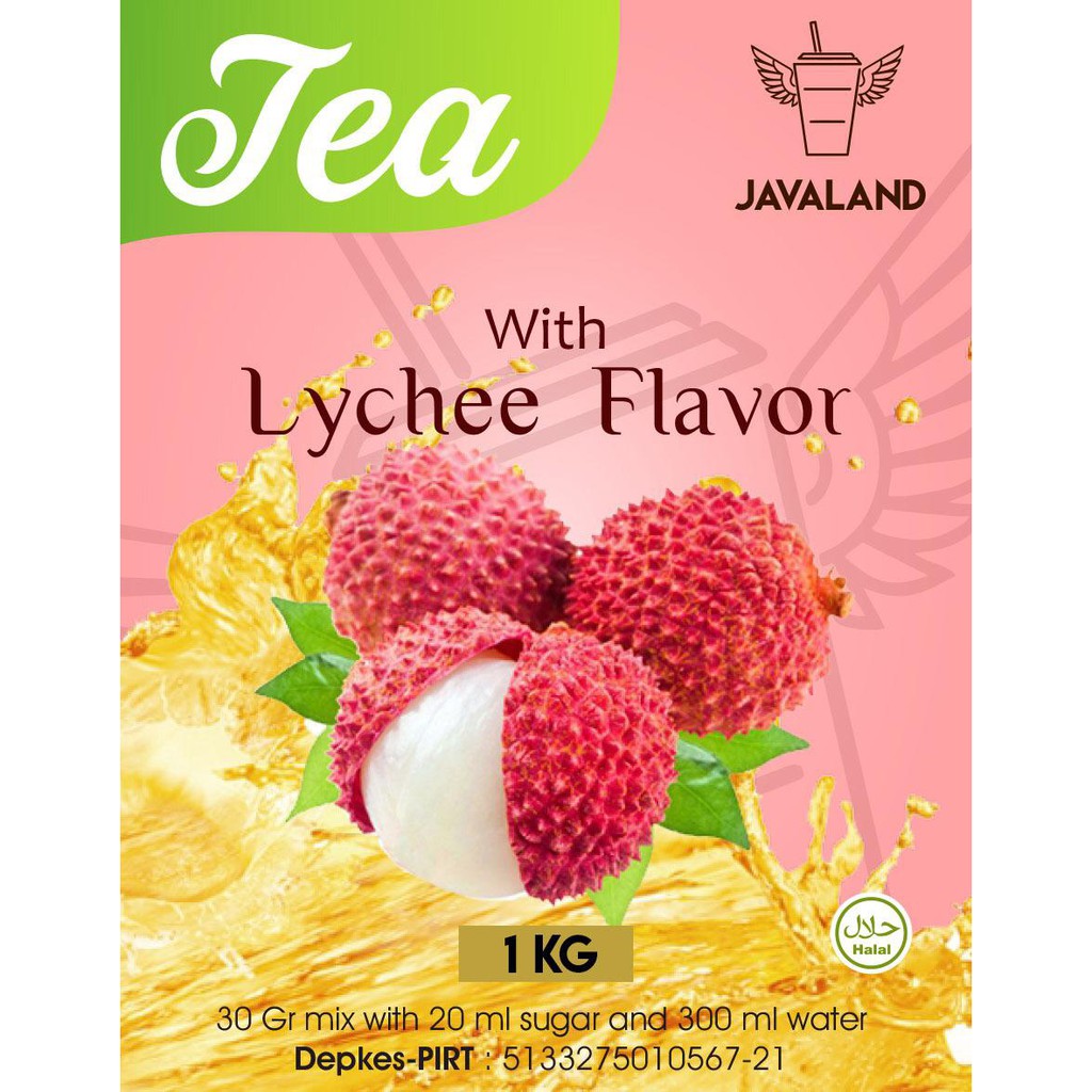 Javaland Bubuk Minuman Rasa Lychee Tea / Teh Leci 1Kg - Regular Plain | Es Teh | Bubble Powder Drink Boba