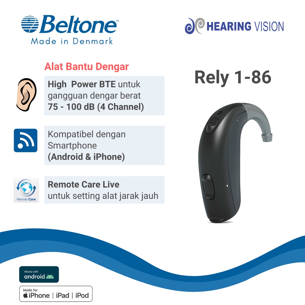 Alat Bantu Dengar Beltone - Rely 1 86 BTE High Power (Hearing Aid)