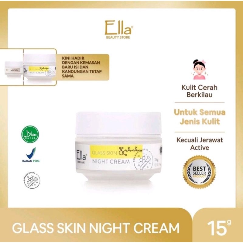 Ella skincare Glass Skin night cream / krim malam untuk memutihkan