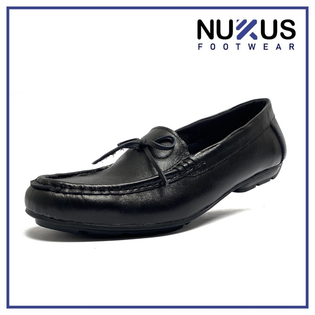 Nukus Sepatu Kerja Wanita Flat Shoes Kulit Sapi Asli Hitam - SPW PT