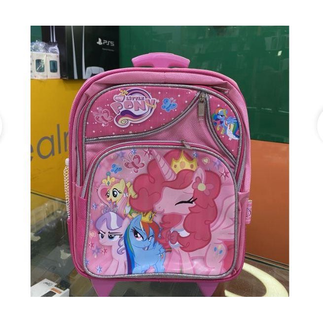 Troli tas sekolah Little pony anak perempuan TK troly dorong ransel -